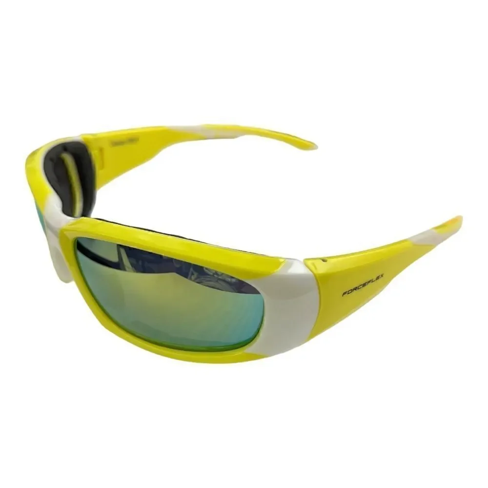 Forceflex Floating Sunglasses Yellow/White W/Mirror Lens.